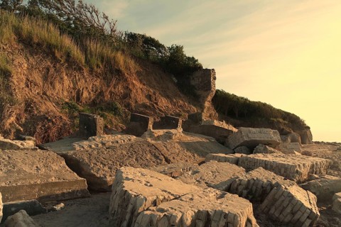 Wall remains on the steep coast, Heiligenhafen