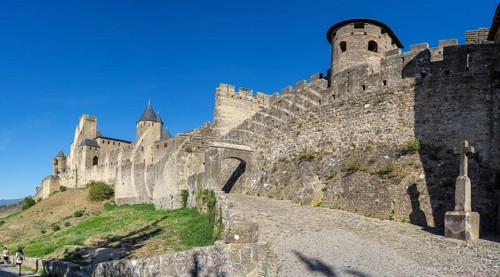 Aude gate, Carcasona, fortified villa, Aude, Languedoc-Rosellón region. French Republic