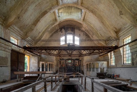 Krefeld, old wastewater treatment plant, old sewage treatment plant, interior, built in 1910 by