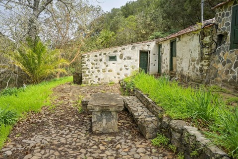 Old country house in the laurel forest in Garajonay National Park, forest near El Cedro, La Gomera,