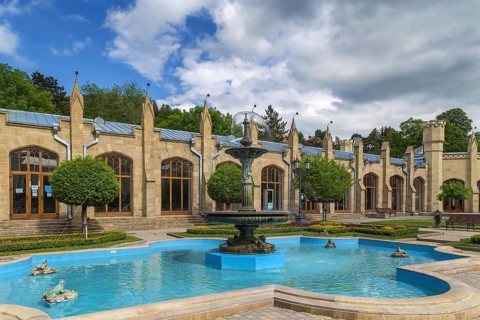 Frog Fountain near Narzan Gallery in Kislovodsk, Russia
