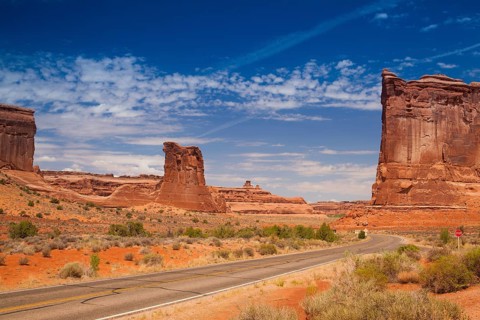Scenes from famous Arches National Park, Moab, Utah, USA