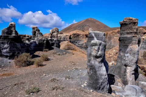 Spanish View Landscape in Lanzarote Tropical Volcanic Canary Islands Spain