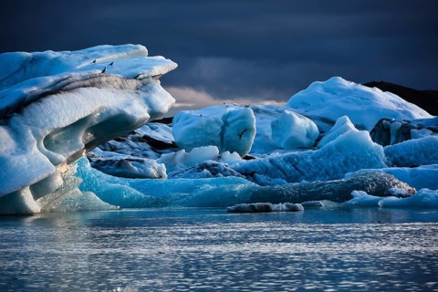 Calved iceberg in the glacial lake of Jökulsarlon, Iceland, Island of Iceland, Northern Europe