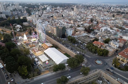 Aerial drone photograph of cityscape of Nicosia in Cyprus at sunset. European capital cities