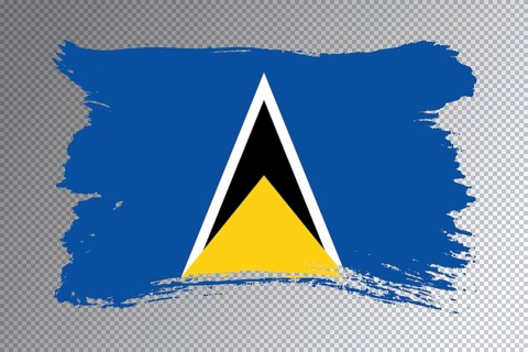 Saint Lucia flag brush stroke, national flag on transparent background