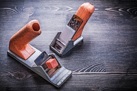 Set of handy vintage block planers construction concept