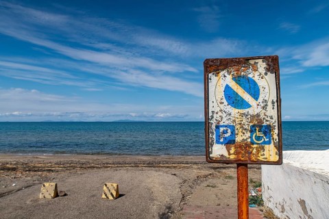 Disabled parking stall near a beach