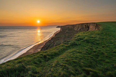 Sunset on the Channel Coast near Whale Chine on the Isle of Wight, England, UK