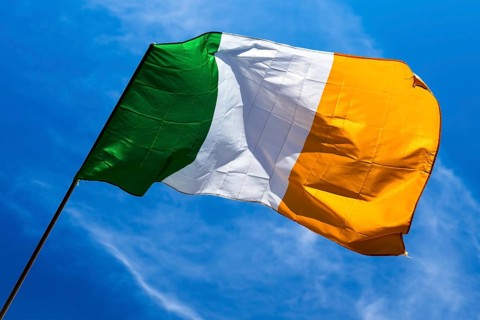 Ireland flag flashing in the sky Sligo