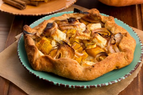 Galette with leeks, pumpkin and feta, lodz, poland