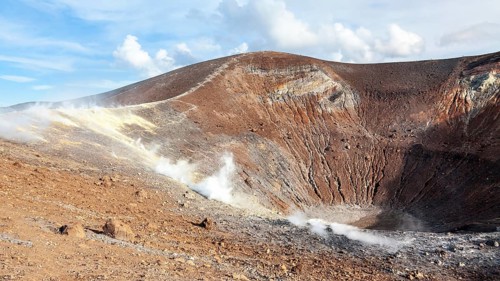 A picture of the active volcanic islands on Lipari Italy