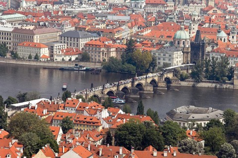 View of Prague from the observatory tower, Charles Bridge
