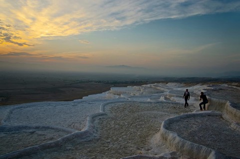Pamukkale in Turkey at sundown