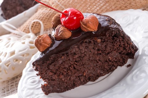 Chocolate Walnut cake with cherries