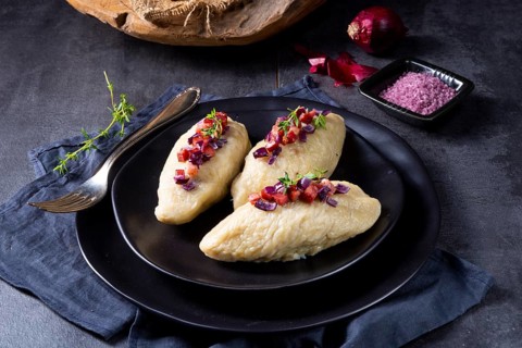 Rustic Cepelinai, a specialty Lithuanian and Polish cuisine