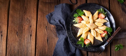Kopytka Polish potato dumplings with strawberries