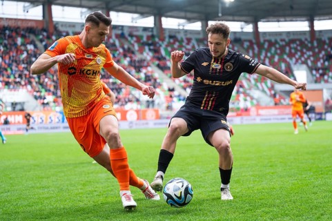 LUBIN, POLAND - MARCH 3, 2024: Football match Polish PKO Ekstraklasa between KGHM Zaglebie Lubin vs