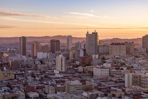 A picture of San Francisco at sunset