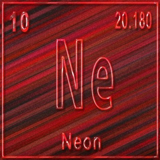 Neon chemical element, Sign with atomic number and atomic weight, Periodic Table Element