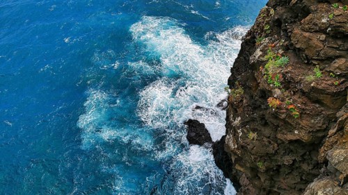 Roaring sea on the coast near Faial, Madeira