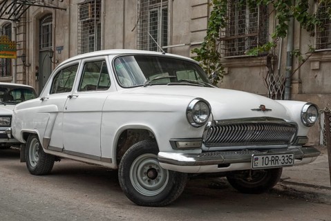 Old soviet car in baku azerbaijan street
