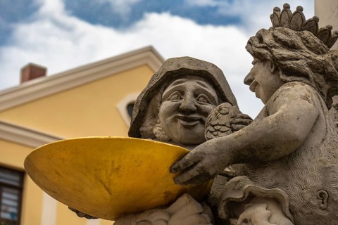 Details of the fountain on the old market square in Oschatz