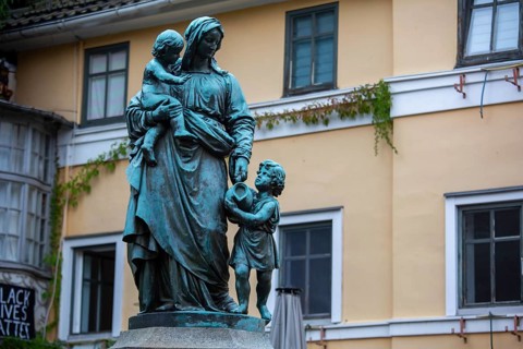 A view of the Statue of Mother Love or the Donndorf Brunnen made by the famous Adolf von Donndorf