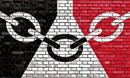 Flag of Black Country painted on brick wall