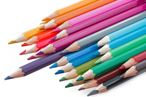 Color pencils on a white background