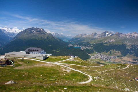 Panorama of the Upper Engadine from Muottas Muragl, Switzerland