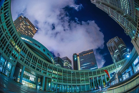 Tokyo Metropolitan Government of night view. Shooting Location: Tokyo metropolitan area