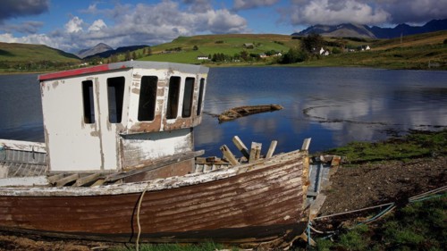 Fishing boat on the Isle of Skye, Isle of Skye, Scotland, Great Britain