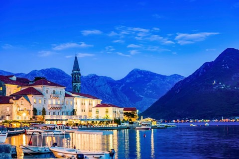 Evening in Perast, small town of Montenegro