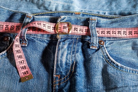 Jeans and centimeter. Belt with buckle