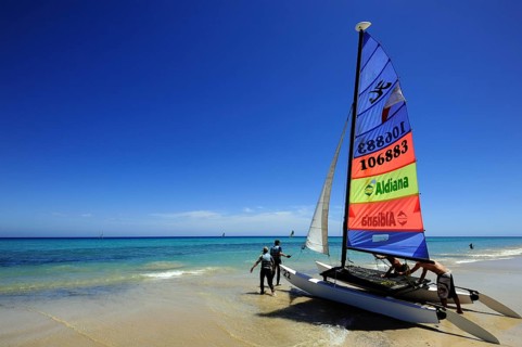 Sailboats on the beach, Jandia, Playa del Matorral, Jandia Peninsula, Fuerteventura, Canary