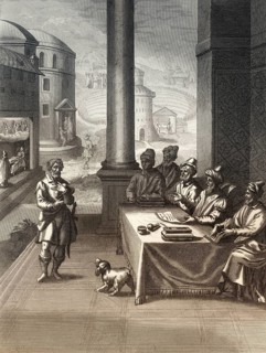 Jesus Christ is falsely accused, New Testament, steel engraving 1853, digitally restored