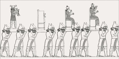 Procession with the figures of the gods, Neo-Assyrian Empire