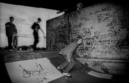 Germany, Berlin, 22.10.1991, Skateboard under the S - railway arch
