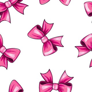 Pink hair bows seamless pattern on white background