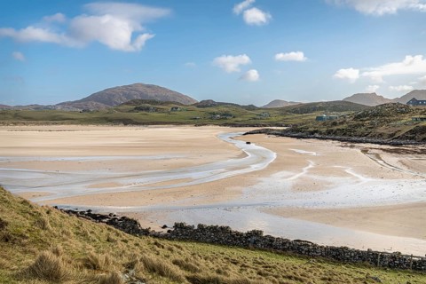 Carnish Beach and Cappadale Sands at Low Tide, Isle of Lewis, Scotland, United Kingdom