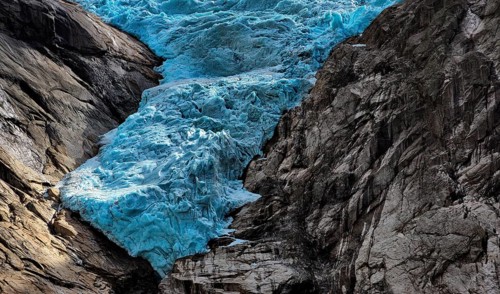 View of the Briksdalsbreen glacier in Norway