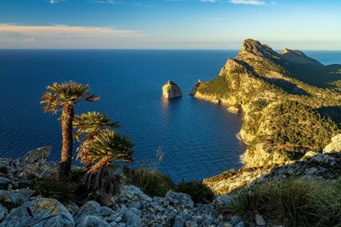 Cap formentor from Albercutx Watchtower on north west side of mallorca spain at sunset