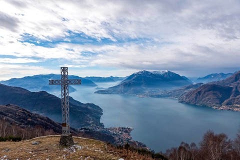 Landscape of Lake Como from Camaggiore Alp in Valsassina