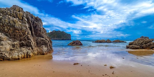 Coastline and Cliffs, Beach of La Franca, Protected Landscape of the Oriental Coast of Asturias, La