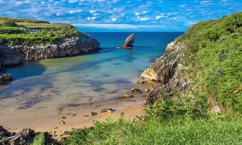 Beach of Buelna, Coastline and Cliffs, Cantabrian Sea, Buelna, Llanes, Asturias, Spain