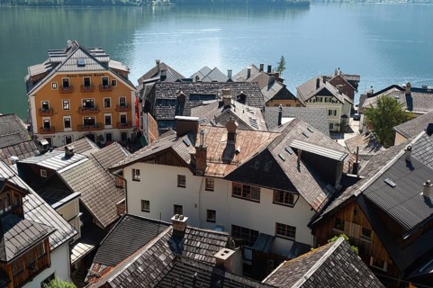 18.06.2019, Hallstatt, Salzkammergut, Upper Austria, Austria, Europe, View of residential buildings