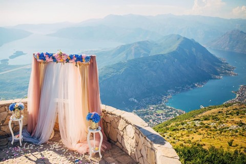 Wedding ceremony in the mountains in Montenegro