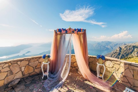 Wedding ceremony in the mountains in Montenegro