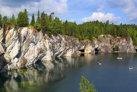 Landscape with marble quarry in ruskeala, karelia, russia